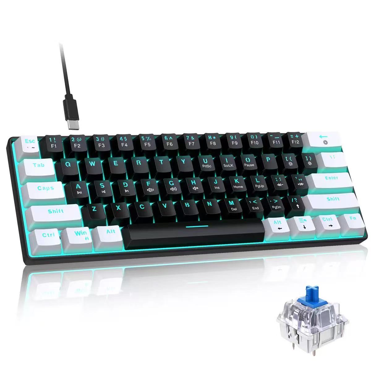 60% Mechanical Keyboard, Gamin - Keyboard Gaming Blue Switch review and price