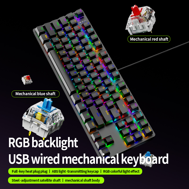 AK87 Hot Swappable Mechanical  - Keyboard Gaming Blue Switch review and price
