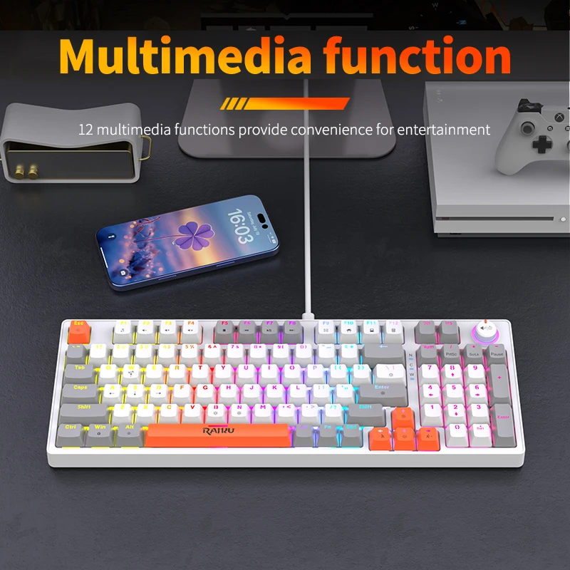 GK98 Wired gaming keyboard RGB - Keyboard Gaming Blue Switch review and price