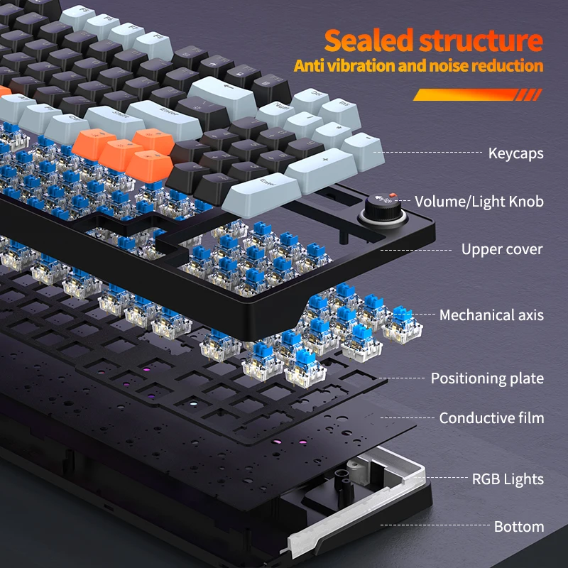 GK98 Wired gaming keyboard RGB - Keyboard Gaming Blue Switch review and price